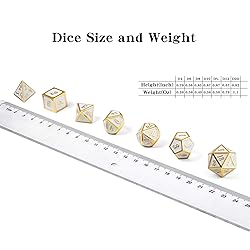 DnDnD White with Gold Number DND Dice Sets,Solid