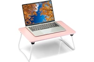 Komlyar Portable Lap Desk Bed Desk Lap Table Bed Table, Laptop Stand Breakfast Serving Tray, Foldable & Lightweight Mini Table, Lap Tablet Desk for Sofa Couch Floor - - Pink