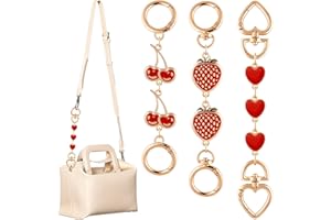 Jyukan Purse Strap Extender Bag Extender Chain Purse Straps Replacement Chain for Handbags Shoulder Bag Charms Accessories (Red Heart, Cherry, Strawberry) 3Pcs