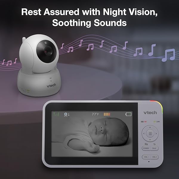 VTECH VM924 REMOTE PAN-TILT-ZOOM VIDEO BABY MONITOR, 5″ LCD SCREEN, UP TO 17 HRS VIDEO STREAMING, NIGHT VISION, UP TO 1000FT RANGE, SOOTHING SOUNDS, 2-WAY TALK, TEMPERATURE SENSOR,SECURED TRANSMISSION