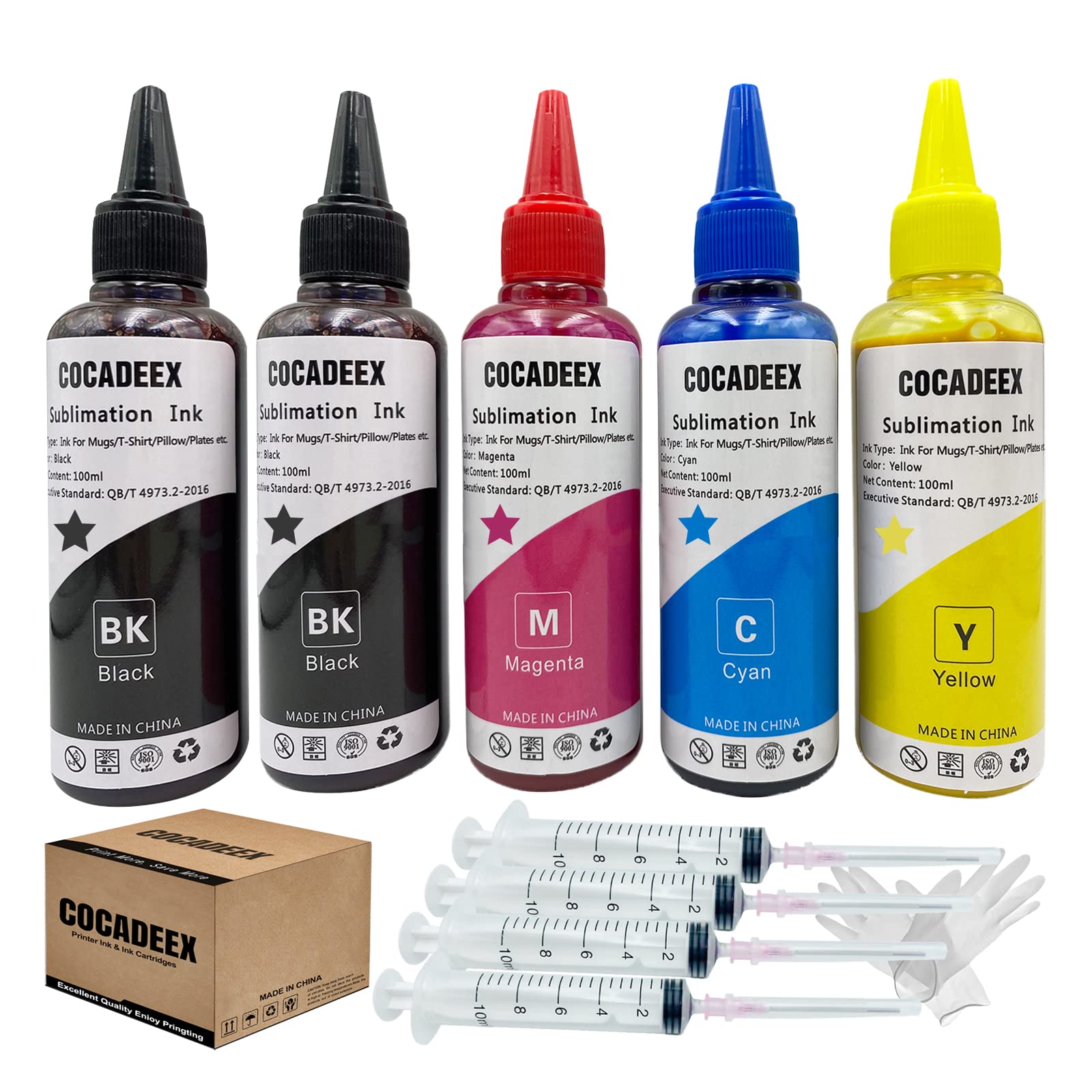 COCADEEX Sublimation Ink Refill Kits Compatible with WF7010 WF7110 WF7510 WF7520 WF7610 WF7620 WF7710 WF7720 WF7210 WF2750 ET2720 ET2650 ET2750 Printer,for Mugs,Polyester Shirts,Pillow,Plates,etc
