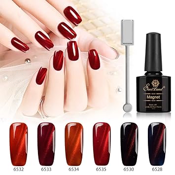 Red Magnetic Nail Polish 6pcs red series cat eye nail gel set saviland soak off uv led magnetic