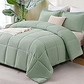 CozyLux Queen Comforter Set - Sage Green Comforter Queen Size, 3 Pieces Box Stitched Bed Set for All Seasons, Soft Lightweight Bedding Sets with 1 Down Alternative Comforter and 2 Pillow Shams