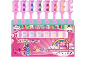 New Hair Chalk Comb, Washable Temporary Hair Color Dye for Birthday Party DIY, Halloween (Pink, Purple, Blue, Green, Red, Ora