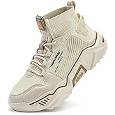 SANNAX Fashion Shoes for Mens High Top Casual Walking Shoes Non Slip Breathable Mesh Lightweight Sneakers