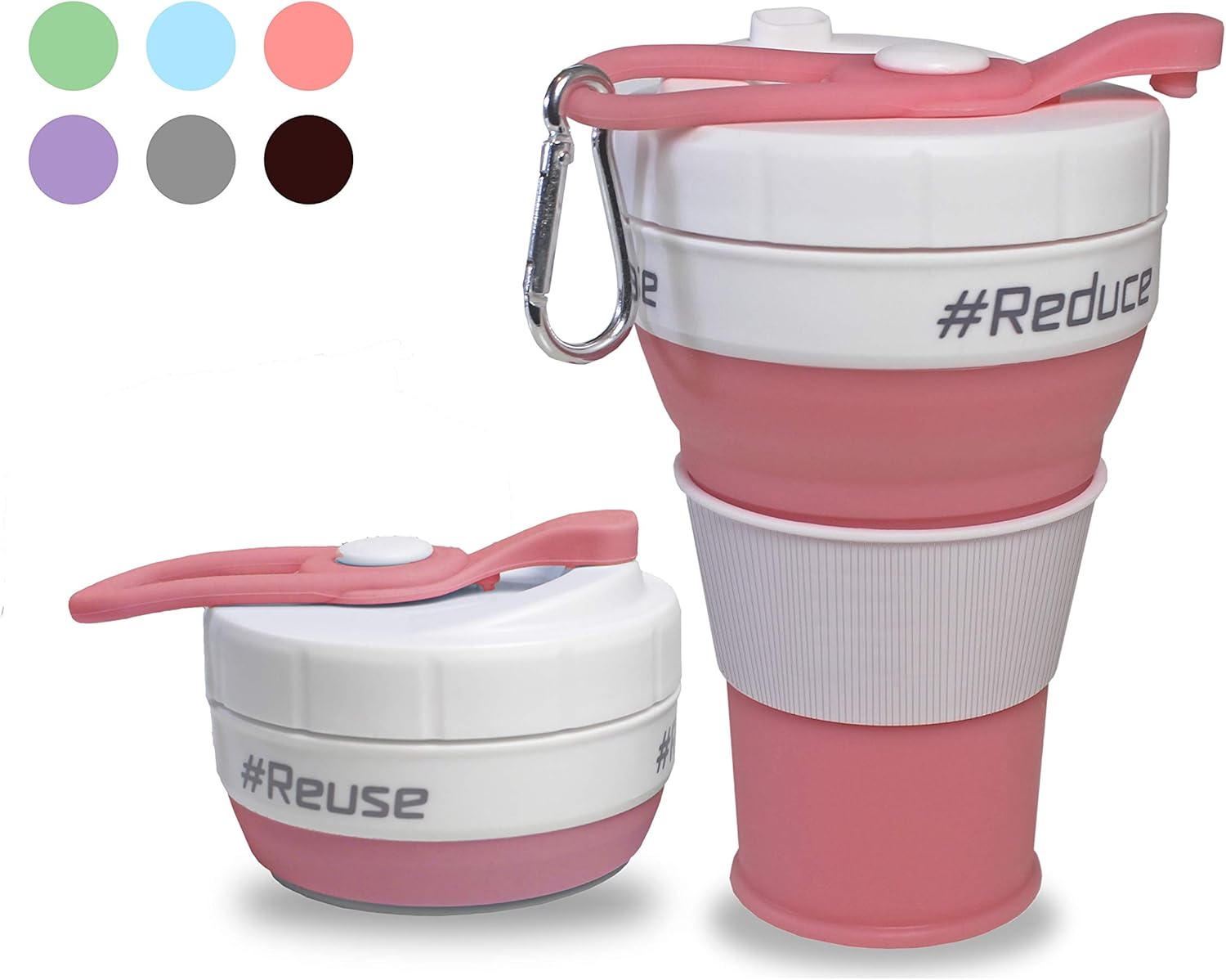 Reusable Folding Coffee Cup by Vettra, with Carry Hook and Caribiner