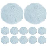 M METERXITY 12-Pack Faux Fur Pom Poms, 1.2 Inch/ 3.1 cm Soft Fluffy Pompoms Balls Faux Rabbit Fur with Elastic Loop for Hats/Bags/Keychains/Knitting Accessories/DIY Crafts [Light Blue]