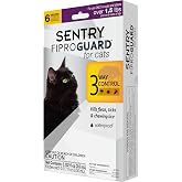 Sentry Fiproguard Flea &amp; Tick Cats 1.5 lbs+, Fipronil, 6-Month | Ideal for Cats &amp; Kittens 1.5 lbs+; Kills Fleas, Ticks &amp; Chewing Lice for 30 Days; 6-month supply; Vet-Quality OTC Cat Formula