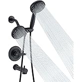 RAINREVIVE Replacement Faucet Shower Trim Kit for Delta 1300/1400 & 13/14 Series, Tub Shower Faucet Set, High Pressure Dual Shower Head Combo - Matte Black (Valve/Cartridge Not Included)