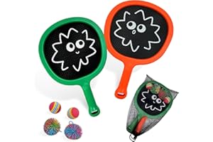 RORLAND Racquet Paddle Bouncy Ball Play Set for Kids Adults Family Activities Rackets, Indoor Outdoor Play Games,Children’s Pool Beach Sport Toys(with 4 Balls)
