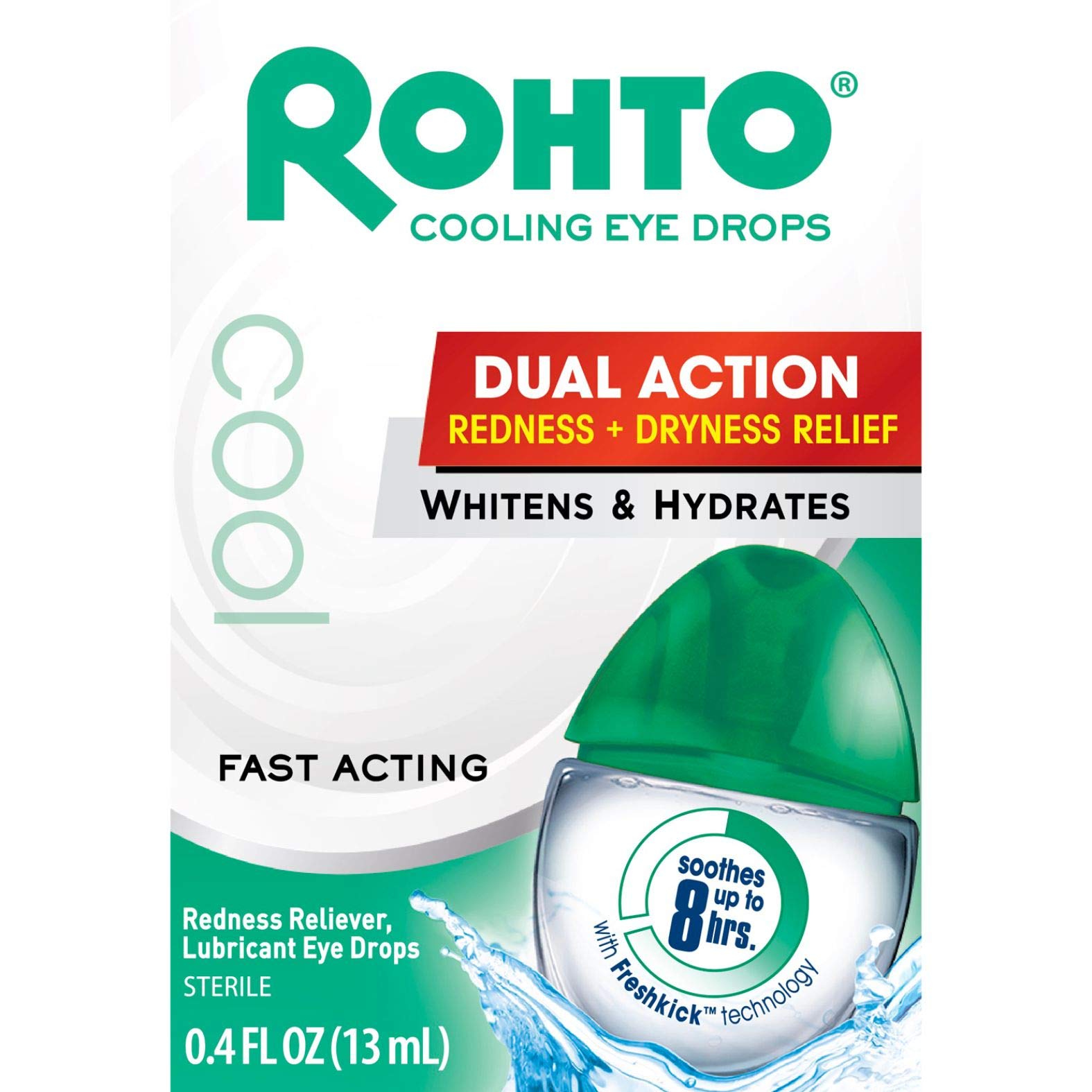 Rohto Cool The Original Cooling Redness Relief Eye Drops, 0.4 Ounce, 3 Count Buy Online in UAE