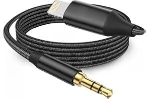 WAHBITE Apple MFi Certified Aux Cord for iPhone, Lightning to 3.5mm Jack Nylon Braided Audio Cable for iPhone 14 13 12 11 XS XR X 8 7 6 iPad to Car/Home Stereo/Headphone/Speaker (Black)
