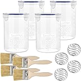 Akamino 4 Set Paint Storage,Touch up Paint Container with Stainless Steel Mixing Ball and Paint Brush, 1000ml Airtight Paint Cups Paint Container for Repainting Leftover Paint, clear