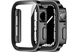 ZZDZZ 2 Pack Hard PC Case Compatible with Apple Watch Case 44mm Series 6/SE/5/4 with Tempered Glass Screen Protector, Ultra-T