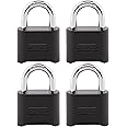 Master Lock Black Combination Lock, Customizable Combo Padlock, Indoor and Outdoor Weather Resistant Lock with Resettable Code for Gates, Lockers, 4 Pack, 178EC4