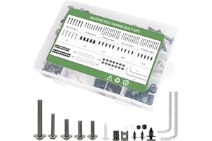 MOCODUO Motorcycle Fairing Bolt Kits, 195Pcs M5 M6 Stainless Steel Windscreen Screws Fastener Clips Universal Fits for Sportbike Kawasaki Suzuki Honda Yamaha BMW Ducati GSXR Motorcycle Accessories Titanium