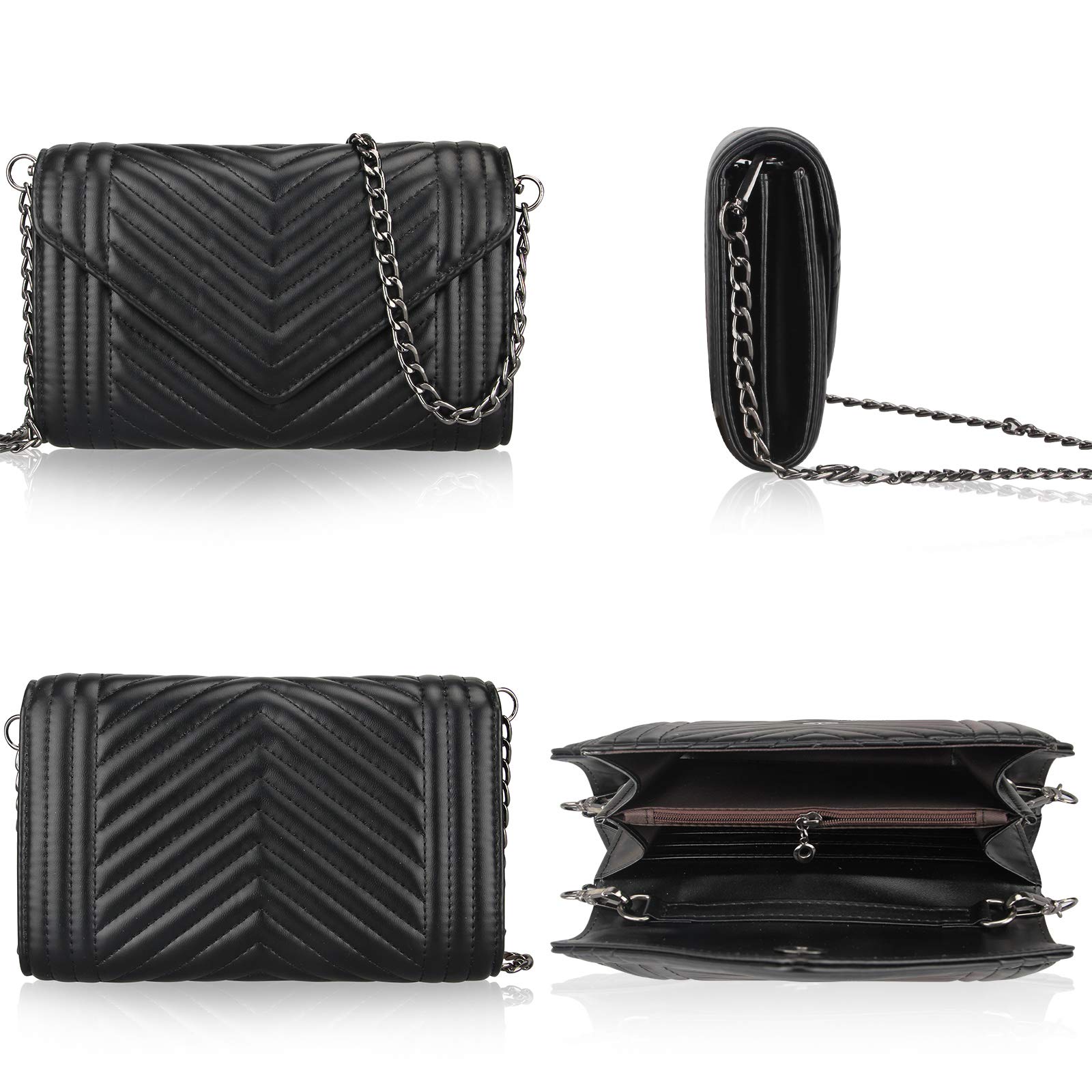 Small Leather Crossbody Bag for Women Clutch Purse Cross Body Purse Shoulder Bags with Chain Strap Quilted Purses