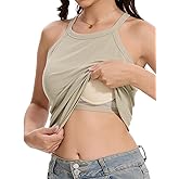 Orrpally Women Ribbed Tank Tops Built in Bra Halter Tank Top Sleeveless Undershirt Tank