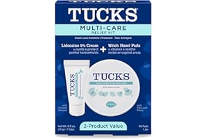 Tucks Multi-Care Relief Kit – 40 Count Witch Hazel Pads & 0.5 oz. Lidocaine Cream - Protects from Irritation, Hemorrhoid Treatment Medicated Pads Used by Hospitals