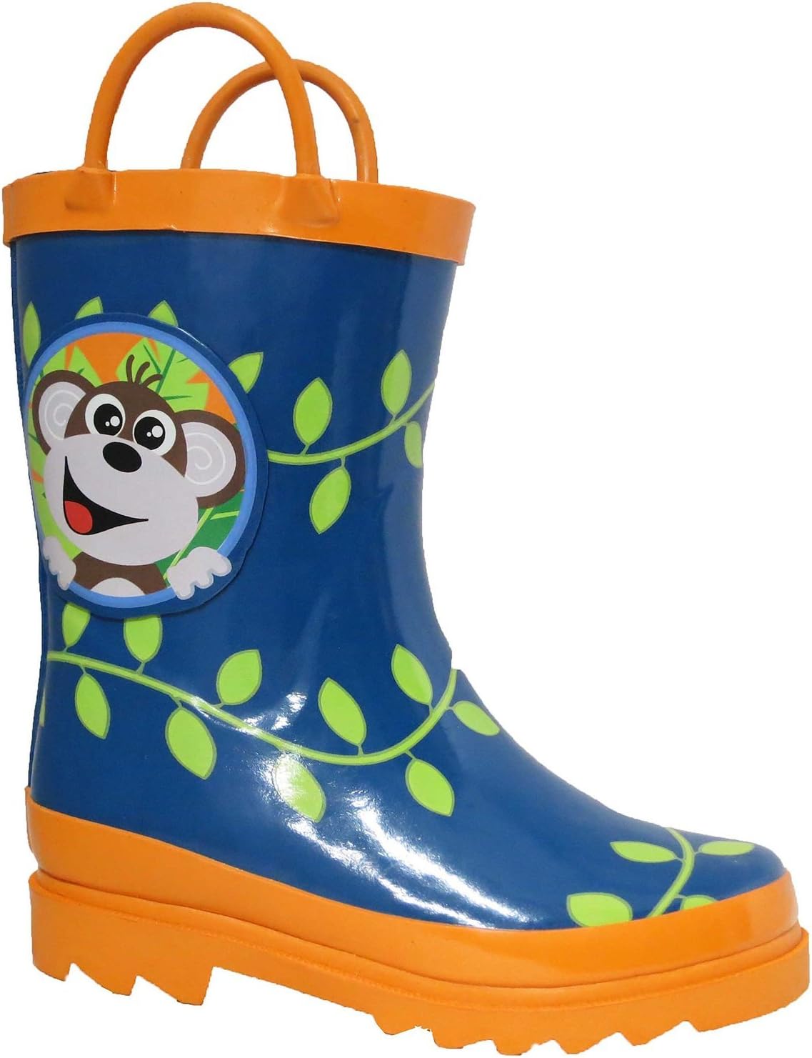 Puddle Play Kids Boys' Monkeyin' Around Printed Waterproof Easy-On Rubber Rain Boots (Toddler/Little Kids)