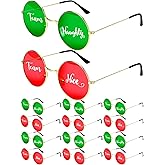 Flutesan 12/24 Pair of Christmas Sunglasses Team Naughty or Nice Party Supplies Red and Green Christmas Party Decoration