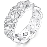 YL Women's Twisted Knot Rings 925 Sterling Silver Cubic Zirconia Infinity Statement Rings