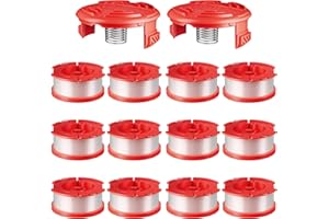 CHWAY CMZST0653 String Trimmer Spool Compatible with Craftsman Weed Eater CMCST900, CMESTA900, CMESTE920, CMCST98020, 0.065’’ Replacement Spool, CMZST120SC Trimmer Cap and Spring (12 Spools+2 Caps)
