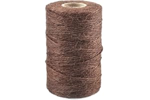 JijAcraft Jute String 328 Feet, 2mm Colored Natural Hemp Twine for Gift Wrapping, 3-Ply Brown for Climbing Plant, Garden Craft, DIY Christmas Handmade Arts, Gift Decoration