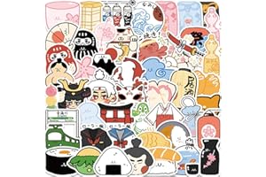 MWUYRLW Japanese Stuff Stickers - 50 Pcs Japanese Things Cartoon Lovely PVC Kawaii Decals Funny Vinyl Decoration DIY Decor for Teens (Japanese Articles Sticker)