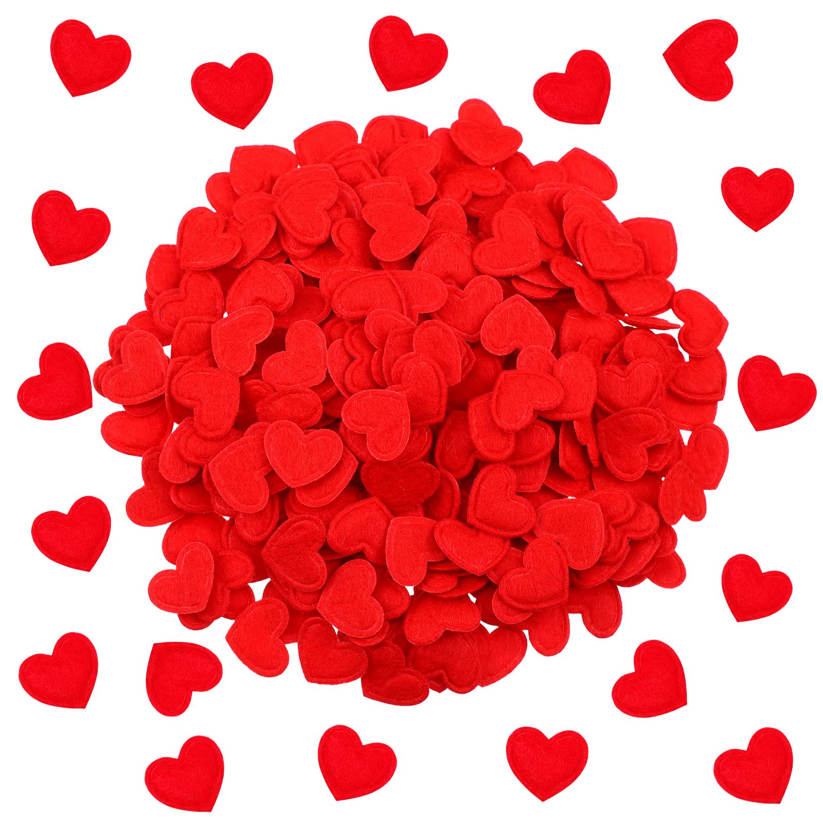Photo 1 of 300 Pieces Valentine's Day Felt Hearts Decoration Felt Stickers Colorful Craft Mini Heart Shapes Decorative Confetti for Wedding Decoration Supplies(Red)