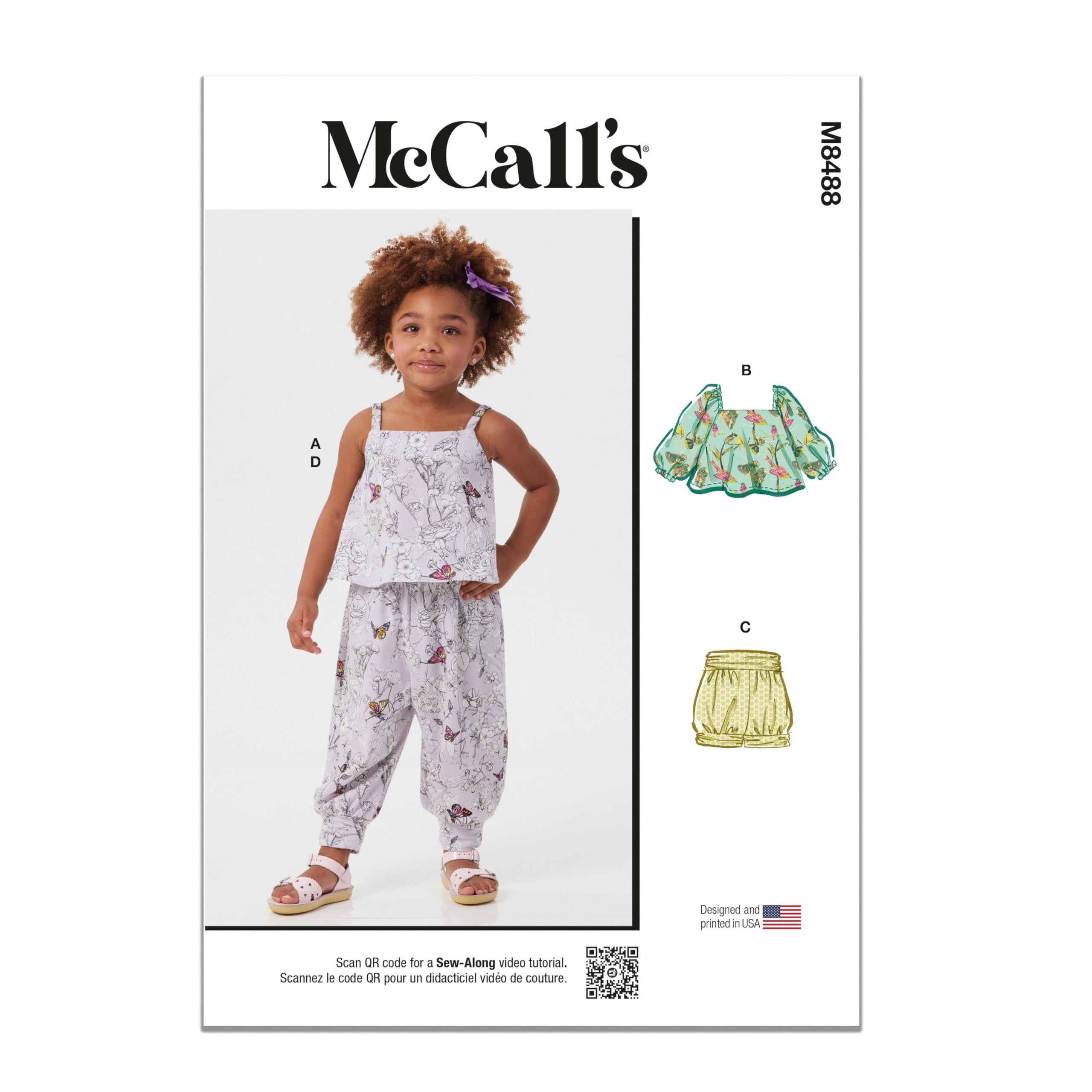 MCCALLS Sewing Pattern M8488A Toddlers' Knit Tops, Shorts and Trousers A (1/2-1-2-3-4)