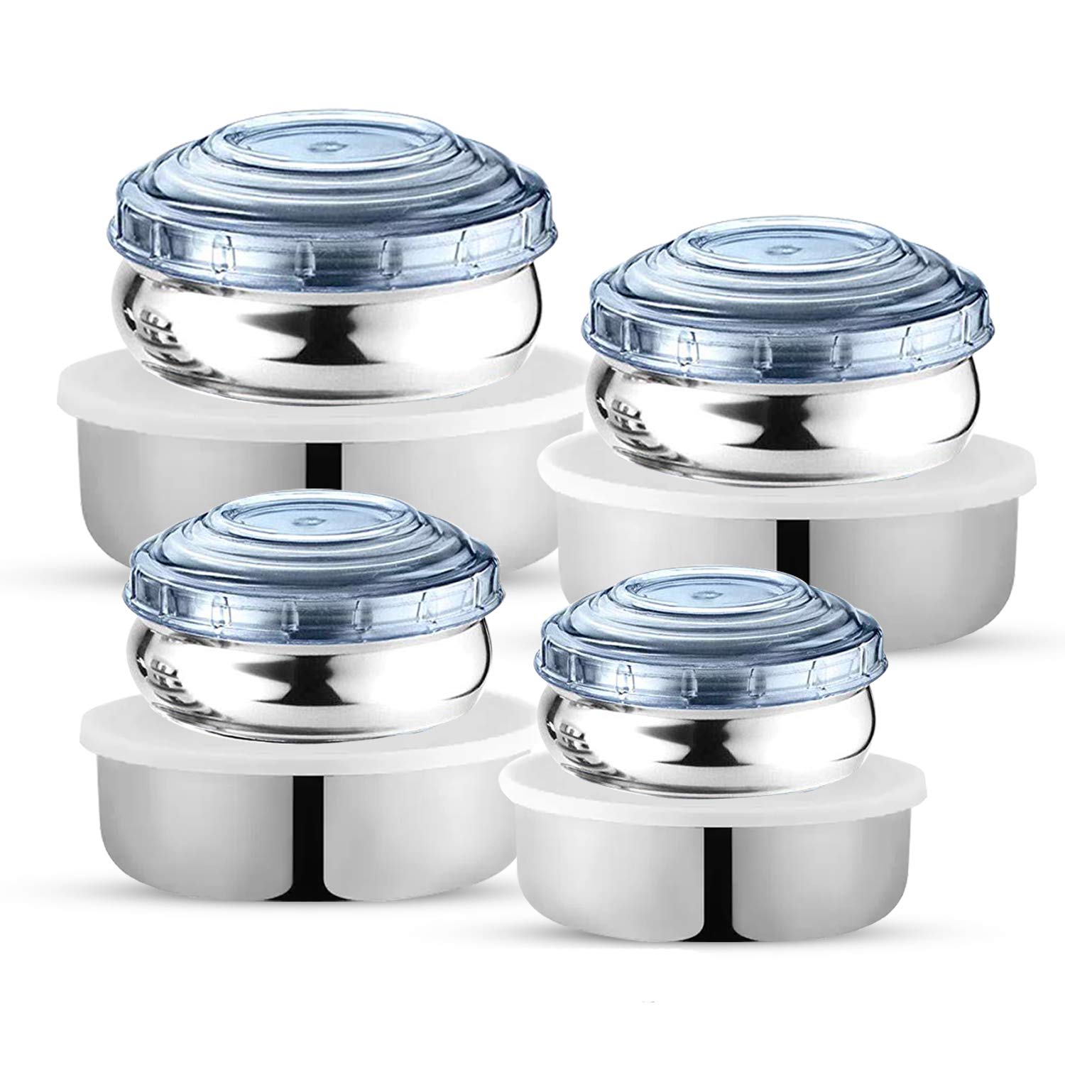 WIBSIL 8 Pcs Stainless Steel Grocery Storage Container Set (Blue