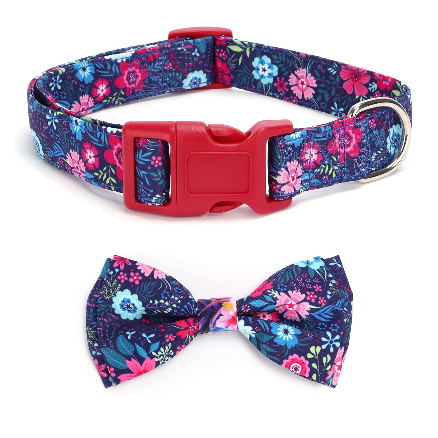haoyueer Soft Comfy Bowtie Dog Collar,Detachable and Adjustable Bow Tie Collar,for Girl Female Small Medium Large Dogs (L, Red)