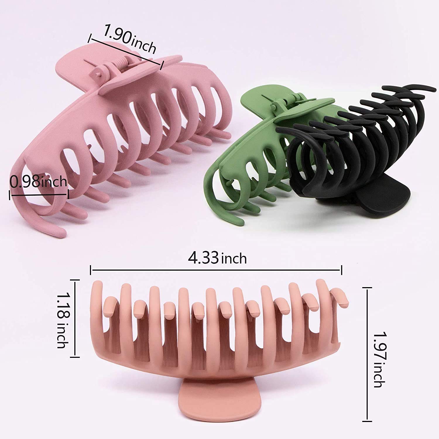 JSY Hair Clips Big Hair Claw Clips Nonslip Large Claw Clip for Women and Girls Thin Hair, Strong Hold for Thick Hair, 4 Color Available 4.3 Inch (4 Packs) : Beauty