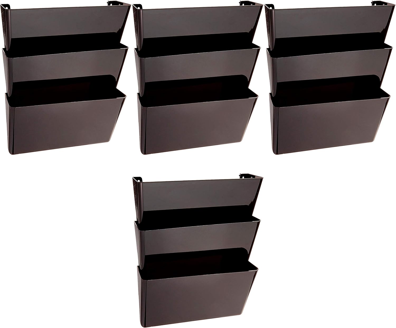 Deflecto 93604 Sustainable Office DocuPocket, Recycled Content, Wall File Organizer, Stackable, Letter Size, Black, Set of 3, 13"W x 7"H x 4"D : Hanging Wall Files : Office Products