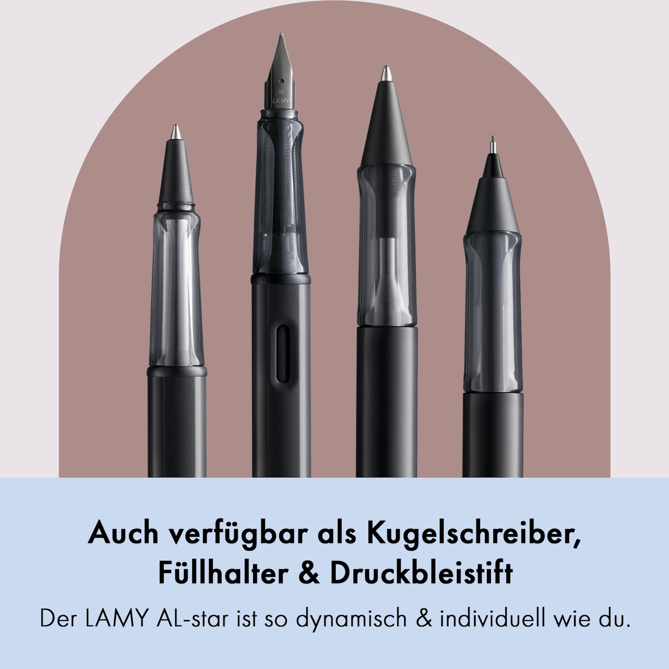 Lamy AL-star black Tintenroller - leichter Stift mit transparenten, ergonomischen Griff & Strichbreite M - Gehäuse aus Aluminium – mit Tintenrollermine M 63 Strichbreite M in schwarz 5