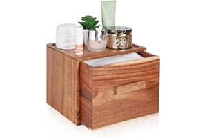 LIBERAL BRIGHTDEER Disposable Face Towel Holder, Acacia Wooden Face Towel Container Compatible with Clea Skin Club Clean Towels XL, Drawer Storage Box, Makeup Remover Organizer for Vanity, Bathroom（no face Towel）