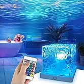 Rechargeable Ocean Wave Projector Light, 16 Color Changeable & Dimmable Shower Lamp with Remote, Cube Mood Ambient Lighting, Ocean Room Decor, Cordless Night Light for Bathroom, Room Decor