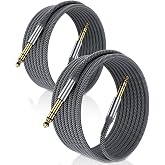 Elebase 1/4 Inch TRS Instrument Cable 6FT 2Pack,6.35mm Male Guitar Cord 2M | 6.3mm Jack Stereo Audio Music Lead,Quarter Inch Balanced Line for Electric Guitar,Bass,Keyboard,Mixer,Amp,Speaker,Equalizer