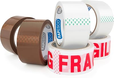 RAPESCO 1687 Strong Packing Tape Variety Pack 50mm x 50m 6 rolls