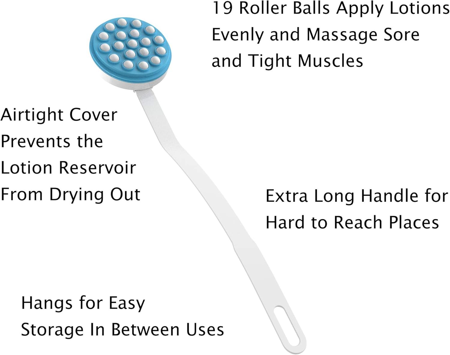 Remedy Lotion Applicator and Massager – Handheld Long Handled Easy Reach Roll-On Dispenser for Sunscreen, Cream, Shower Gel on Back, Legs and Feet, 3" x 1'5" x 2", Blue: Home & Kitchen