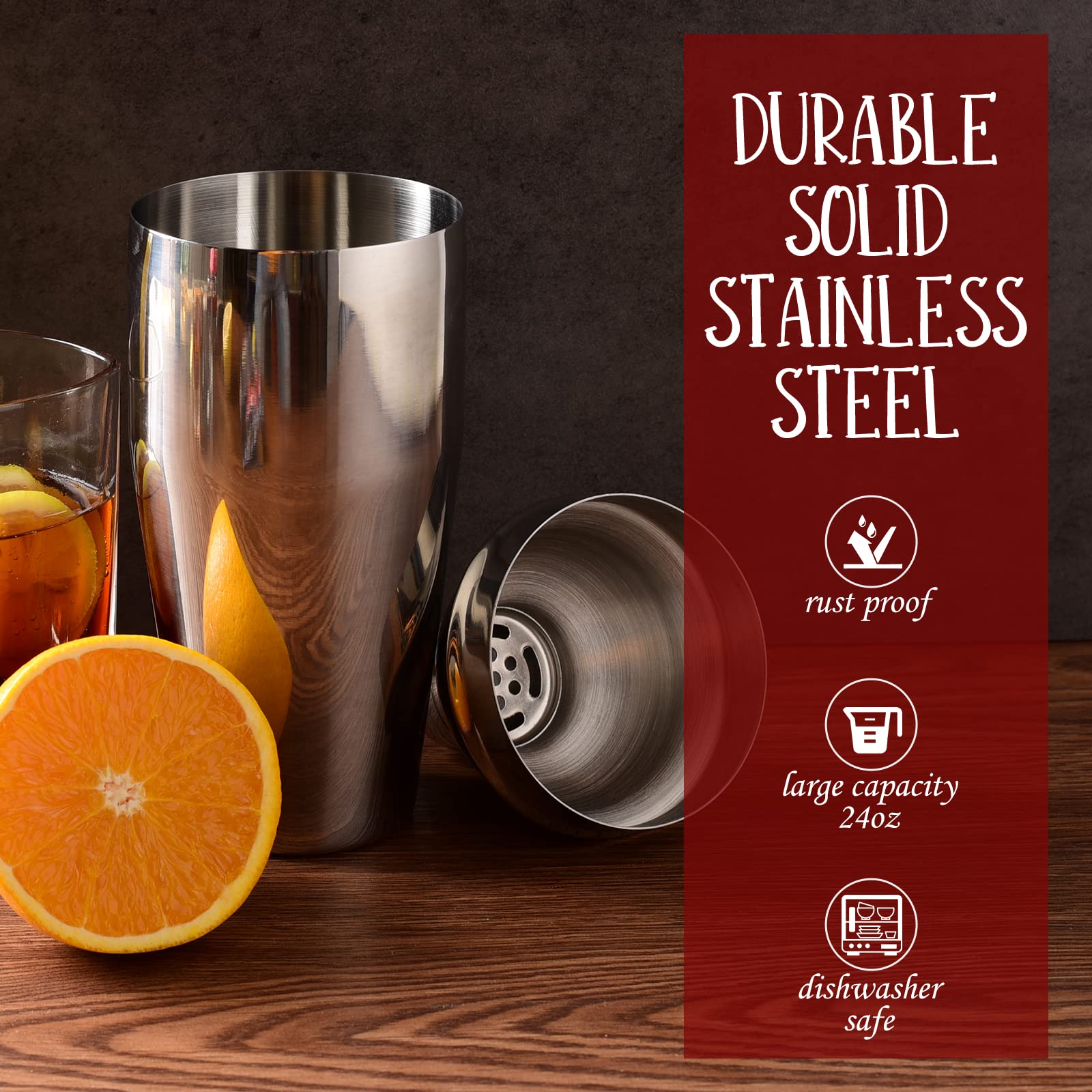 Cocktail Shaker Set Bartender Kit : 12-Piece Bar Tool Set with Bamboo Stand | Bar Set with All Practical Bar Accessories, for Drink Mixing, Bar, Home, Lounge & Party (Silver) - Image 3