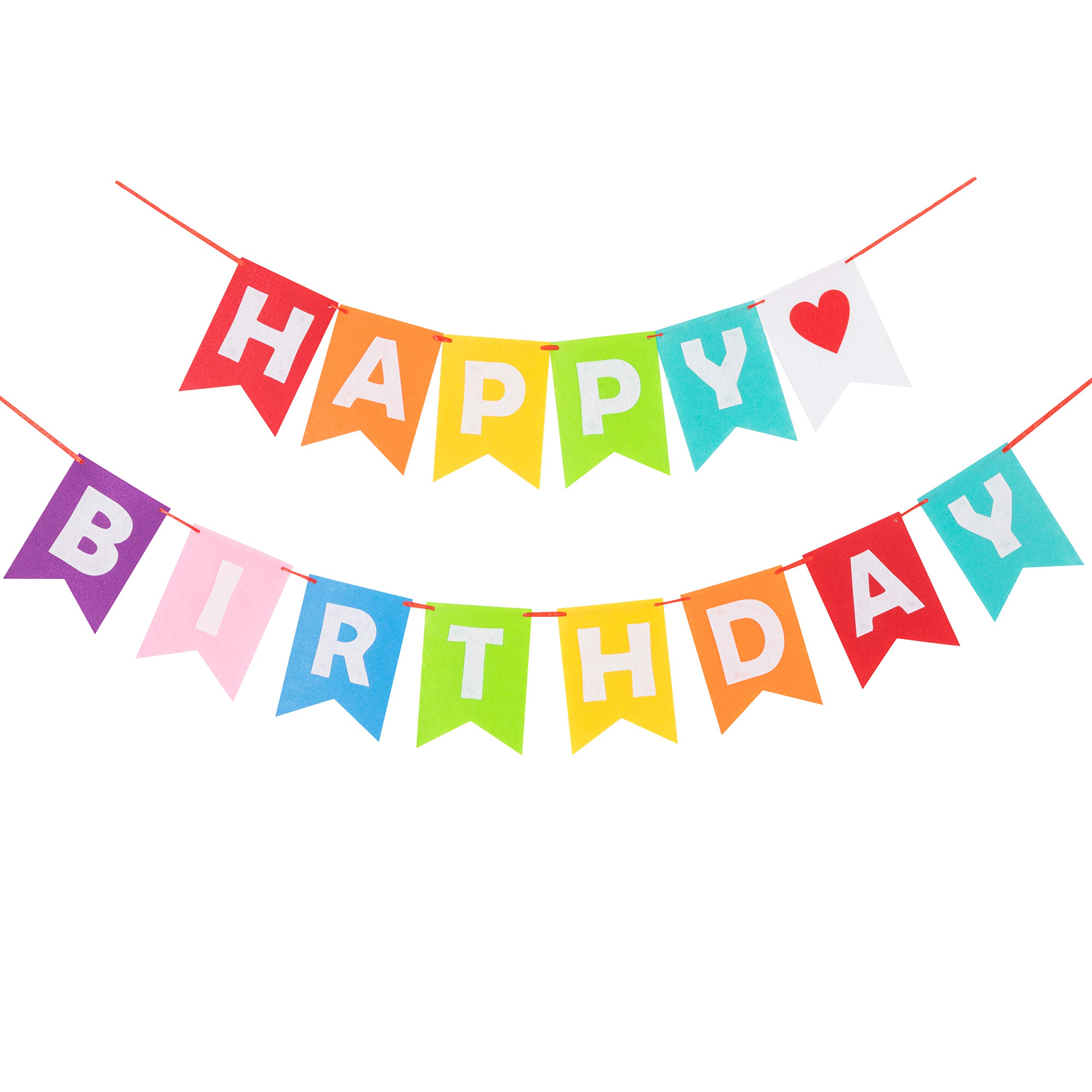 LOVENJOY Assembled Felt Happy Birthday Banner Rainbow Fabric Colorful Bunting Decorations for Birthday Party Supplies, 13 Feet