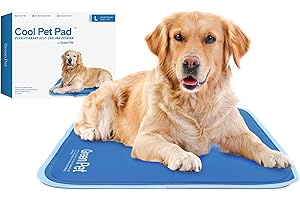 The Green Pet Shop Cool Pet Pad - Large, Blue - Self-Cooling, Pressure Activated Mat for Dogs & Cats from 46-80 lbs - Non-Toxic Gel, No Water Needed