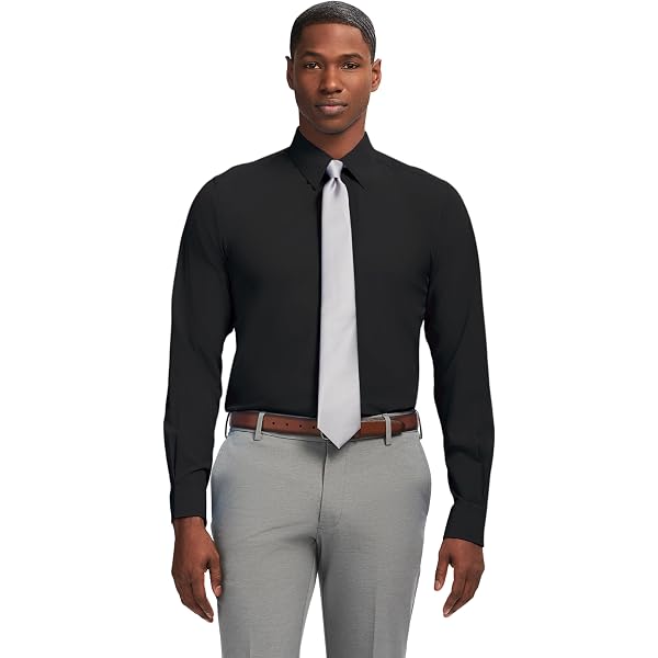 Izod Men's Dress Shirt Regular Fit With Stretch & Cool FX Technology - Solid Color, Button-Down Collar - View #10