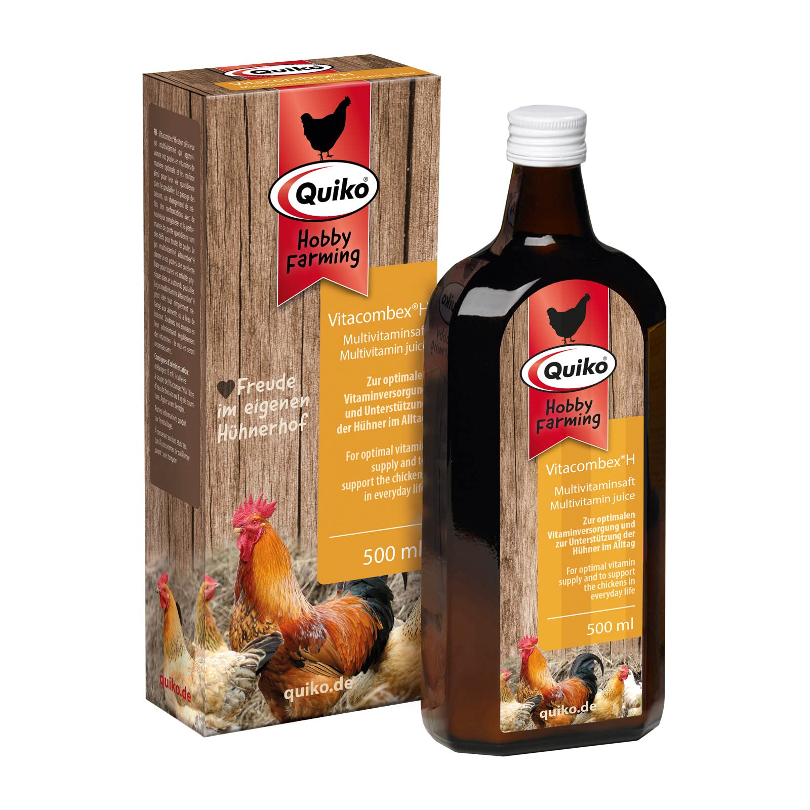 Quiko Hobby Farming Vitacombex H 500ml - Multivitamin juice for chickens, quails & poultry - Optimal vitamin supply for chickens - In case of climate change, conflicts and physical stress