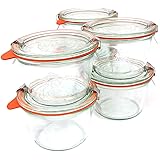 Weck 741 - 0.25 Liter Mold Jars with Lids - 6 Rings and 12 Clamps