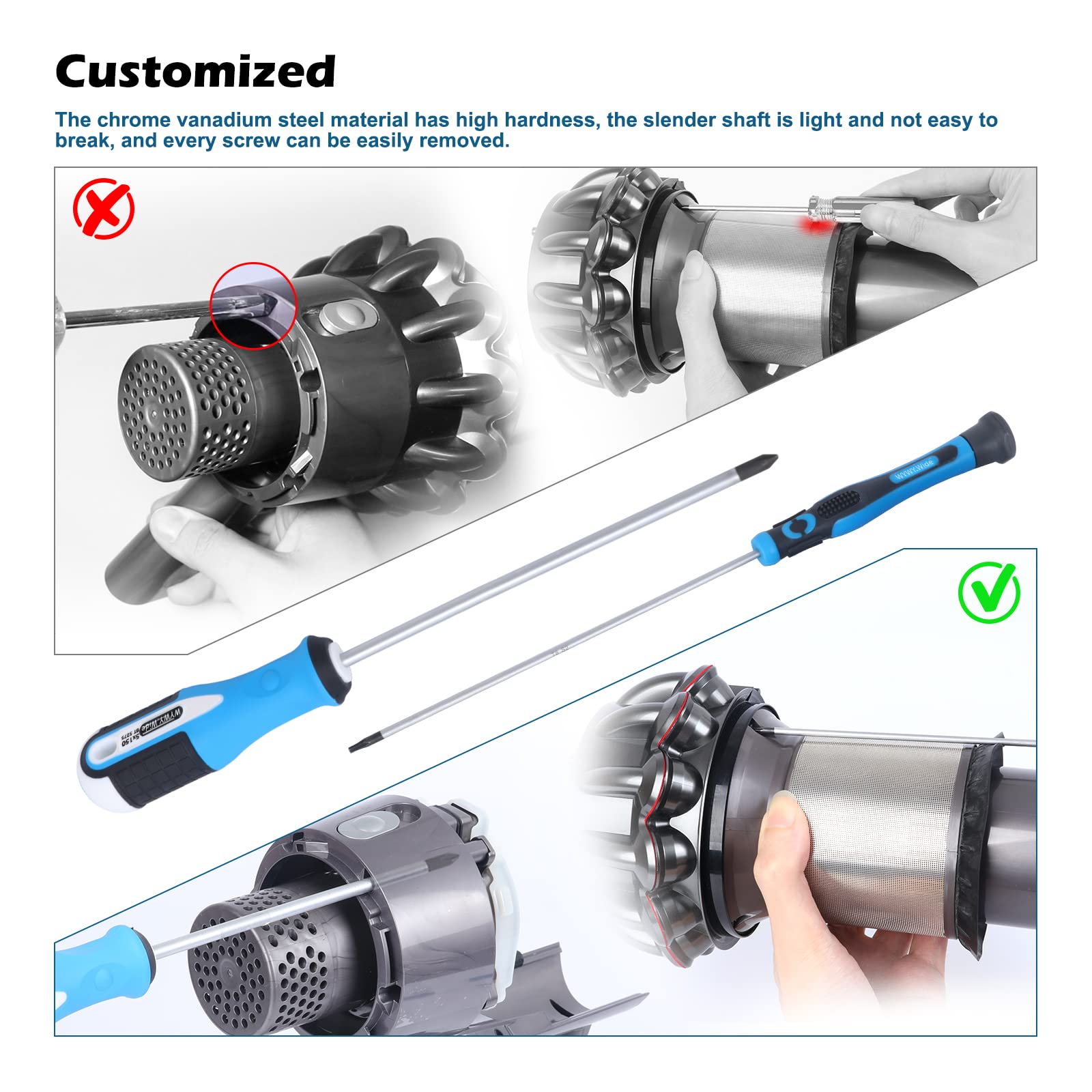 Special Tools Compatible with Dyson V6 V7 V8 V10 V11 V12 V15 Vacuum Cleaner Special Maintenance and Cleaning Disassembly Tool Screwdriver Set Disassembly Crowbar