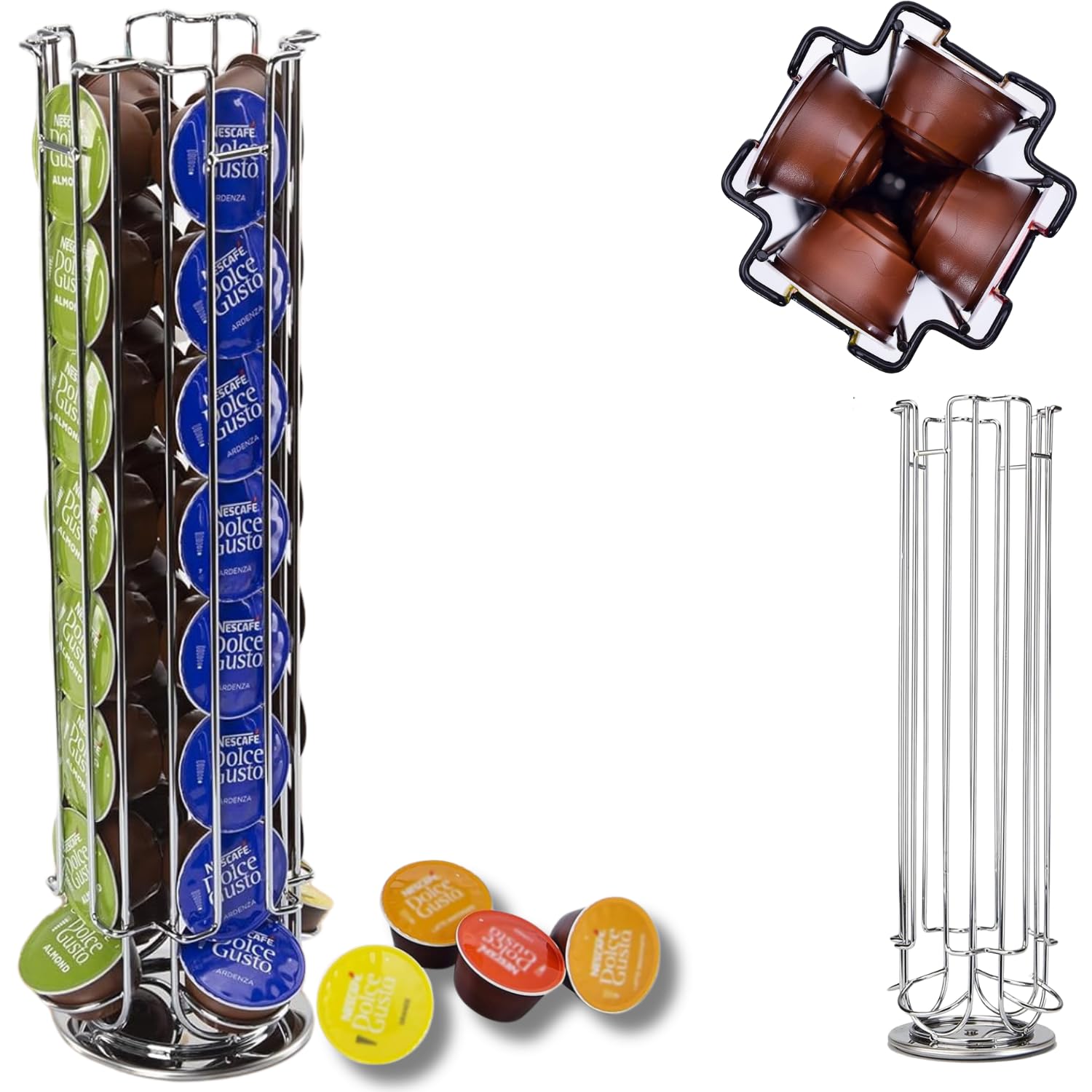 Find A Spare 32 Coffee Capsule Holder Pod Rack Stand Rotating 360 Degree for Nescafé Dolce Gusto