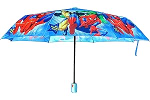 FINEX Cute Cartoon Images Auto Open/Close Folding Tri-fold Pongee Fabric Compact Blue Travel Rain Umbrella UV Protection Strong Windproof No Slip Handle